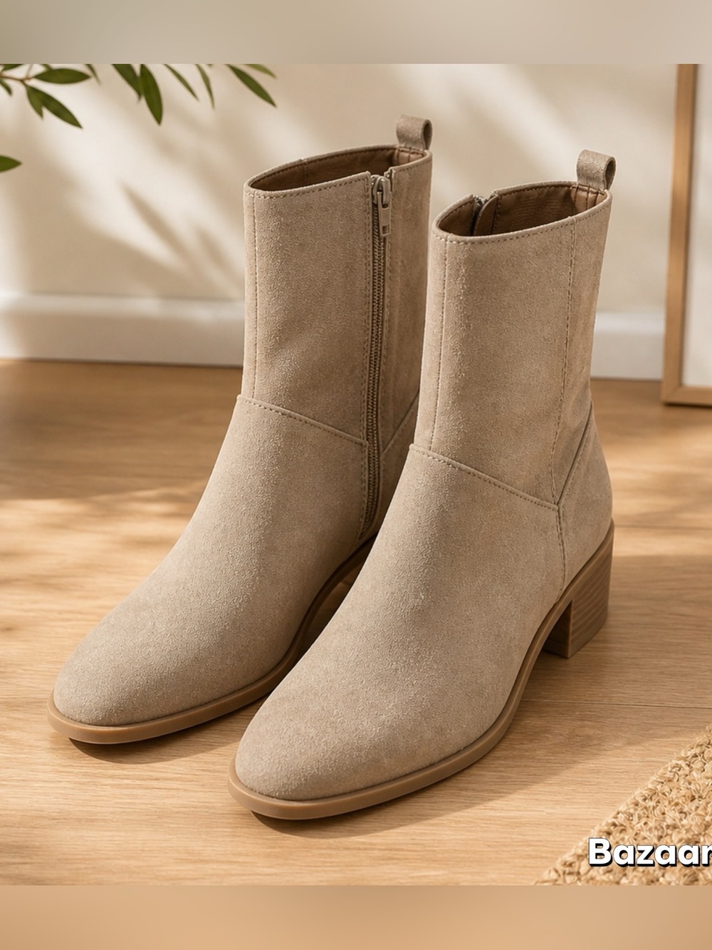 Sz 9 Universal Threads Crown Vintage Ryder Suede Booties In Taupe - Picture 3 of 6